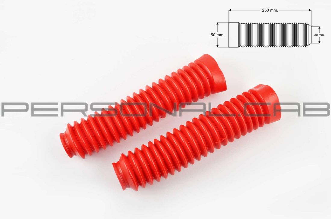 Гофры передней вилки (пара) универсальные L-250 mm, d-30 mm, D-50 mm (красные) MANLE