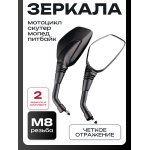 Зеркала мото М8, пятиугольные, универсальные, обрезиненная ножка